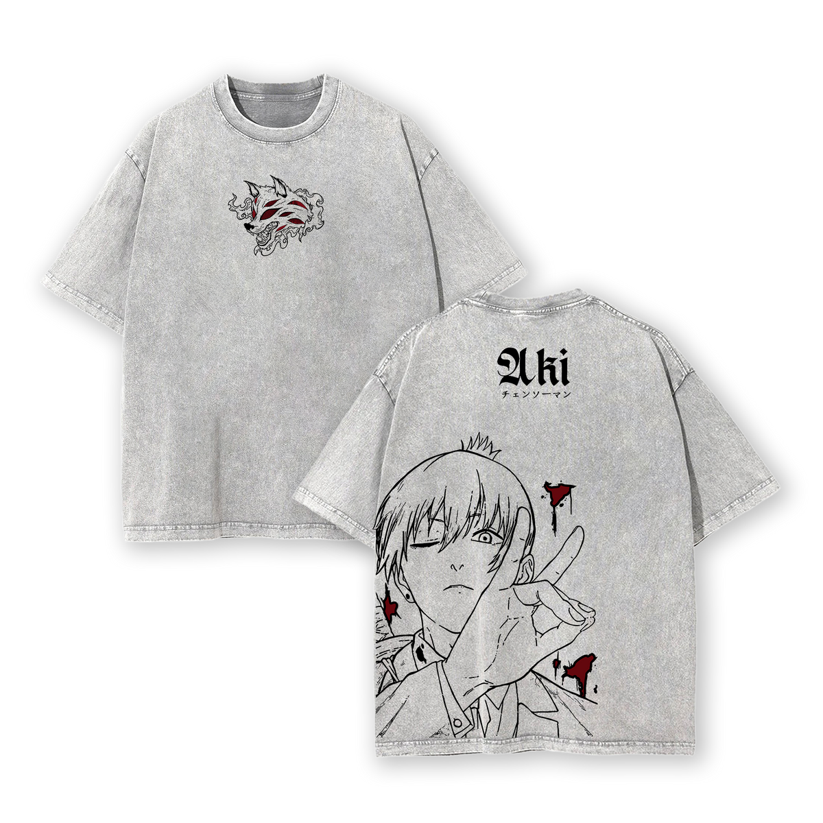 Aki Hayakawa Tee Washed – Chainsaw Man The Movie: Reze Arc Vintage Oversized Heavy Cotton Anime Manga T-Shirt