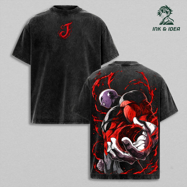 Jiren Full Power DBZ Super Vintage Washed T-Shirt, Universe 11 Warrior Anime Graphic Tee, Heavyweight Cotton Retro Streetwear Apparel