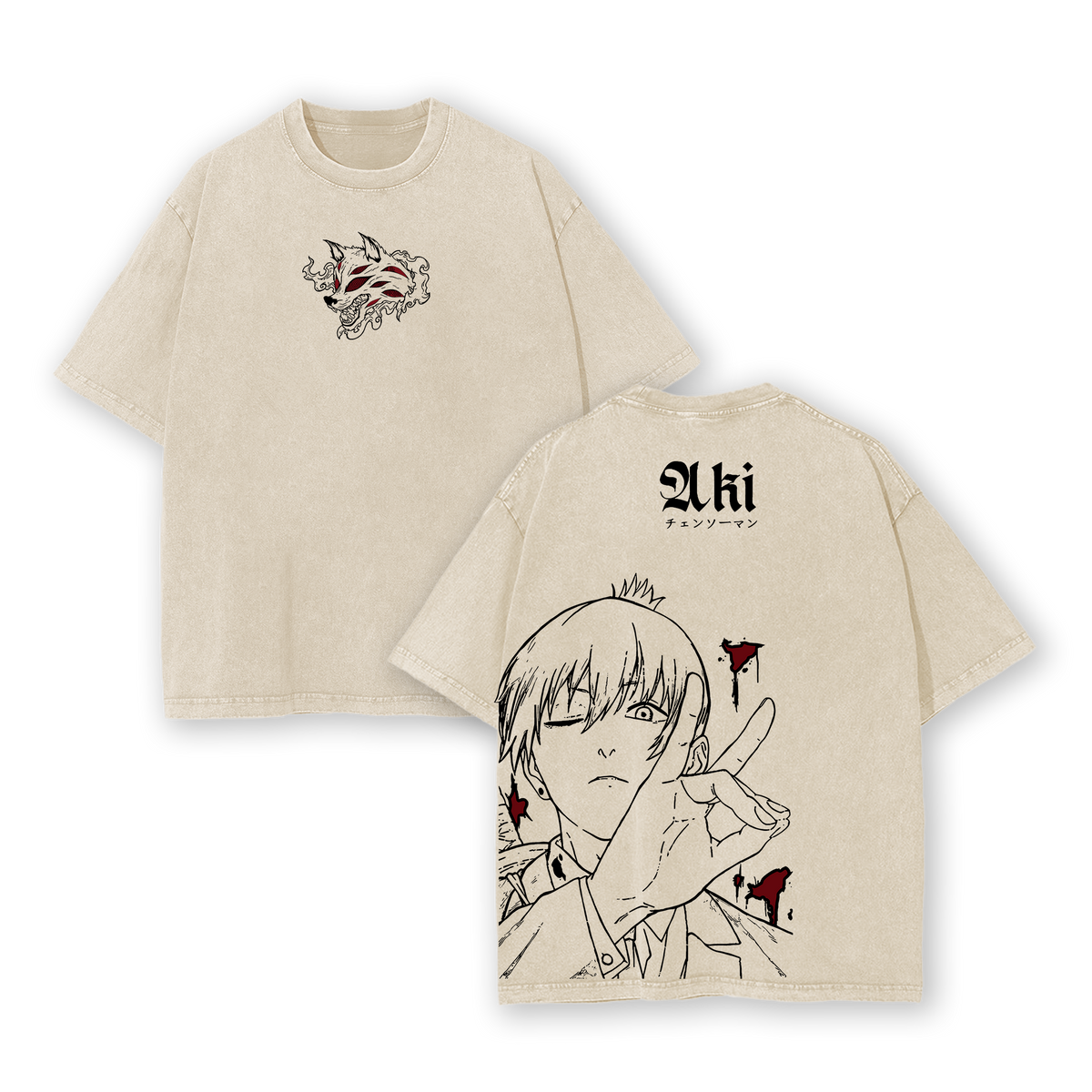 Aki Hayakawa Tee Washed – Chainsaw Man The Movie: Reze Arc Vintage Oversized Heavy Cotton Anime Manga T-Shirt