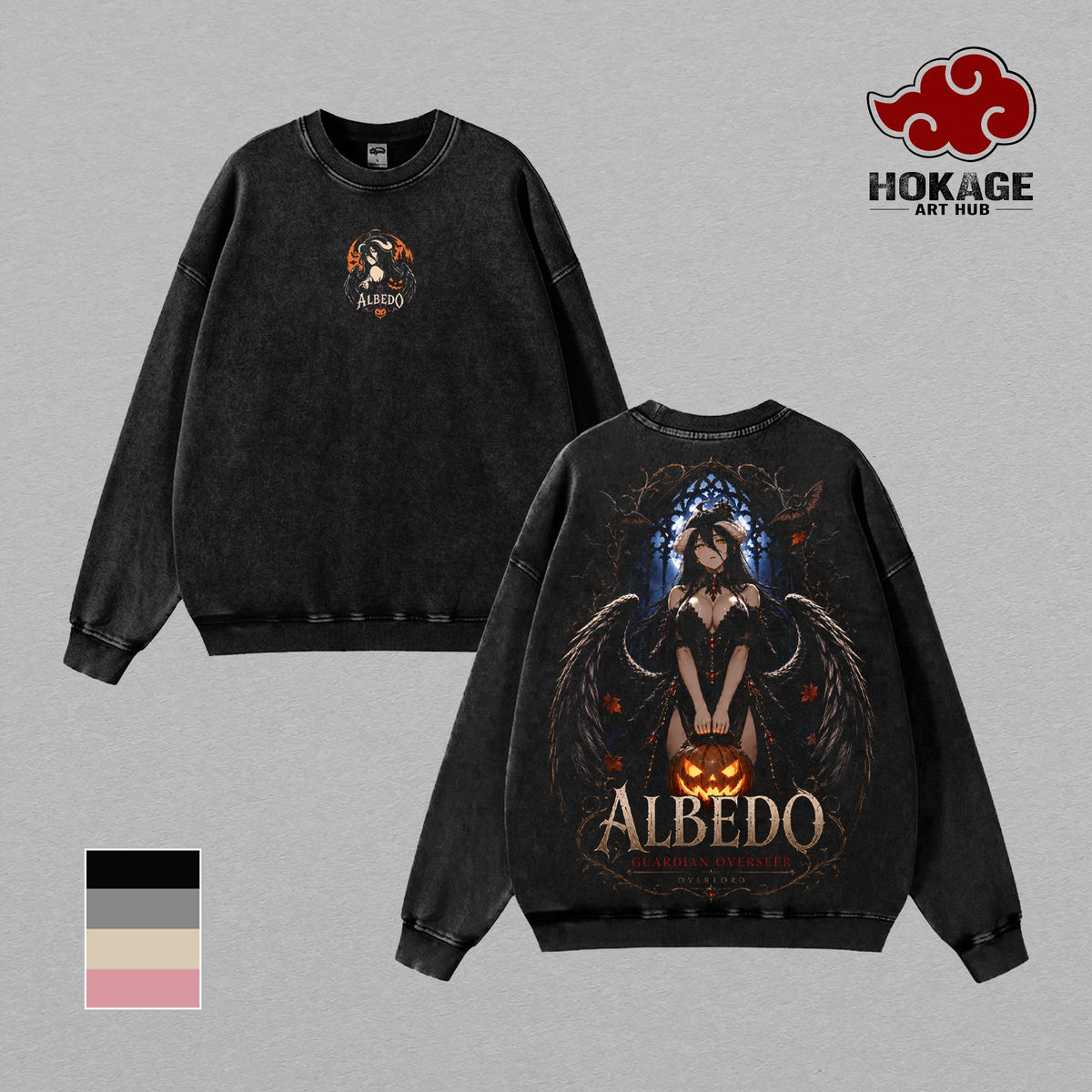 Albedo Overlord Halloween T-Shirt, Vintage Washed T Shirt, Graphic Tees Men, Anime Hoodie, Sweatshirt, Tank Top, Oversized Tee, Heavyweight Cotton Shirt