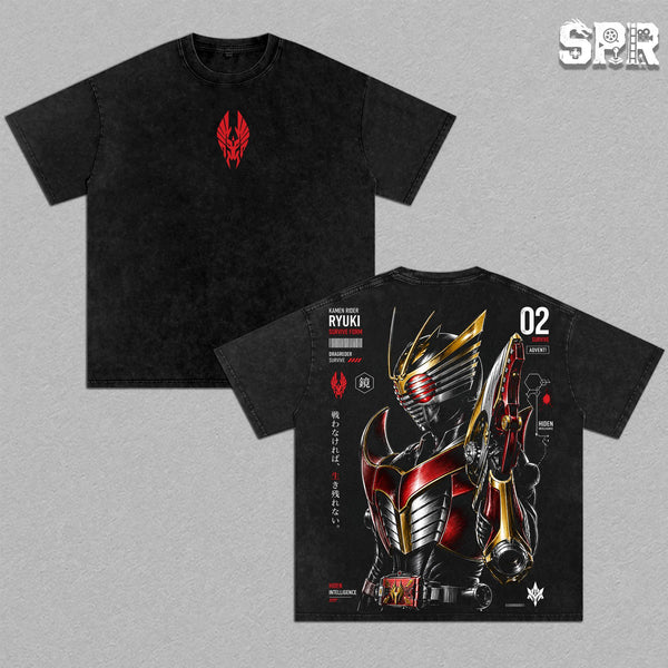Kamen Rider – Tokusatsu Action Oversize Graphic Tee, Acid Washed Heavy Cotton Shirt, Vintage Japanese Streetwear, Unisex Casual Wear, Hero Merch, Gift for Tokusatsu Fans