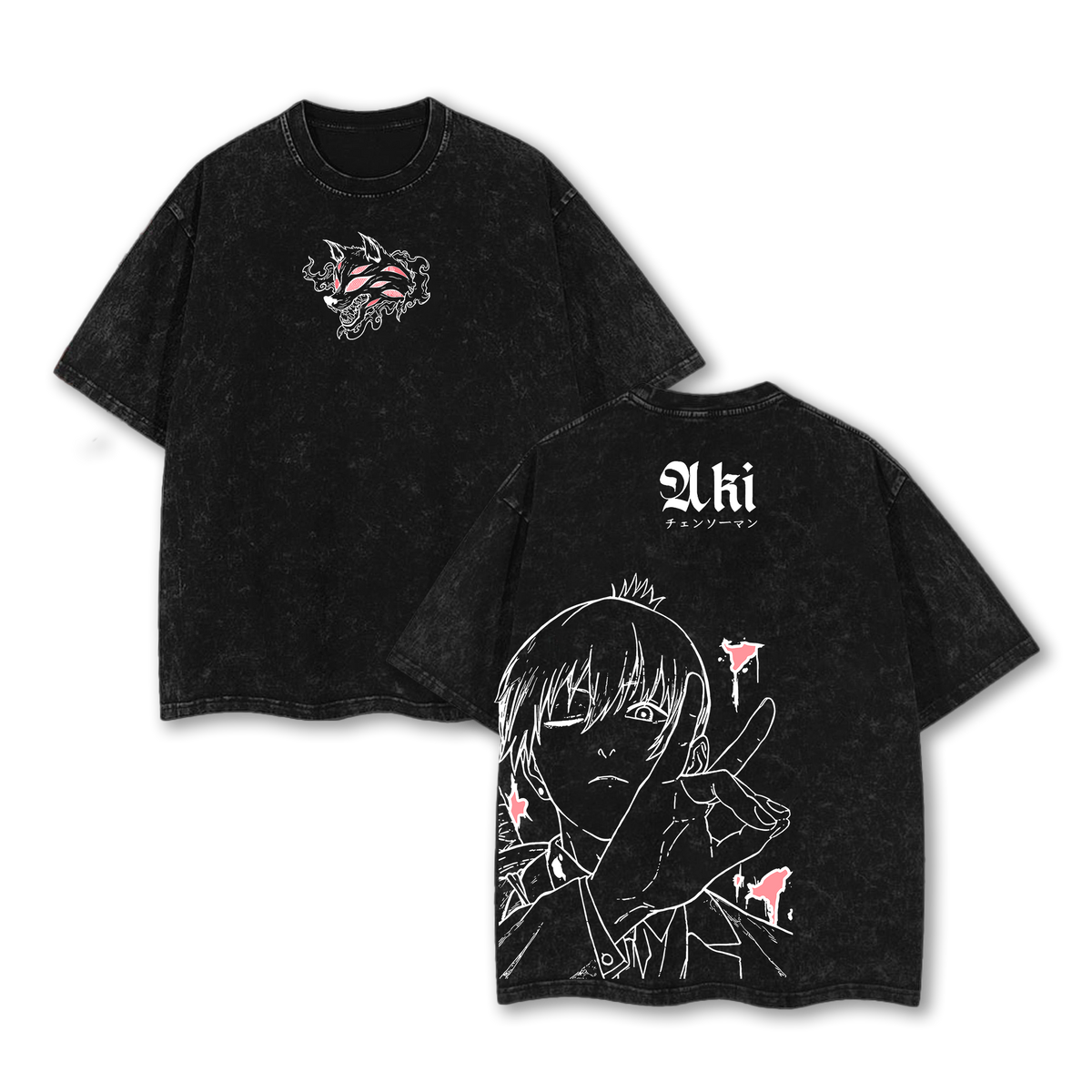 Aki Hayakawa Tee Washed – Chainsaw Man The Movie: Reze Arc Vintage Oversized Heavy Cotton Anime Manga T-Shirt