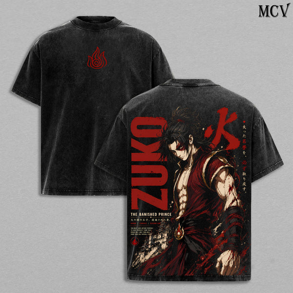 Zuko Avatar 2026 Tee – Zuko Avatar Aang: The Last Airbender Vintage Washed T-Shirt | Fire Lord | Fire Nation Warrior | Animated Graphic Tee | Heavy Cotton Unisex Oversized Streetwear Top