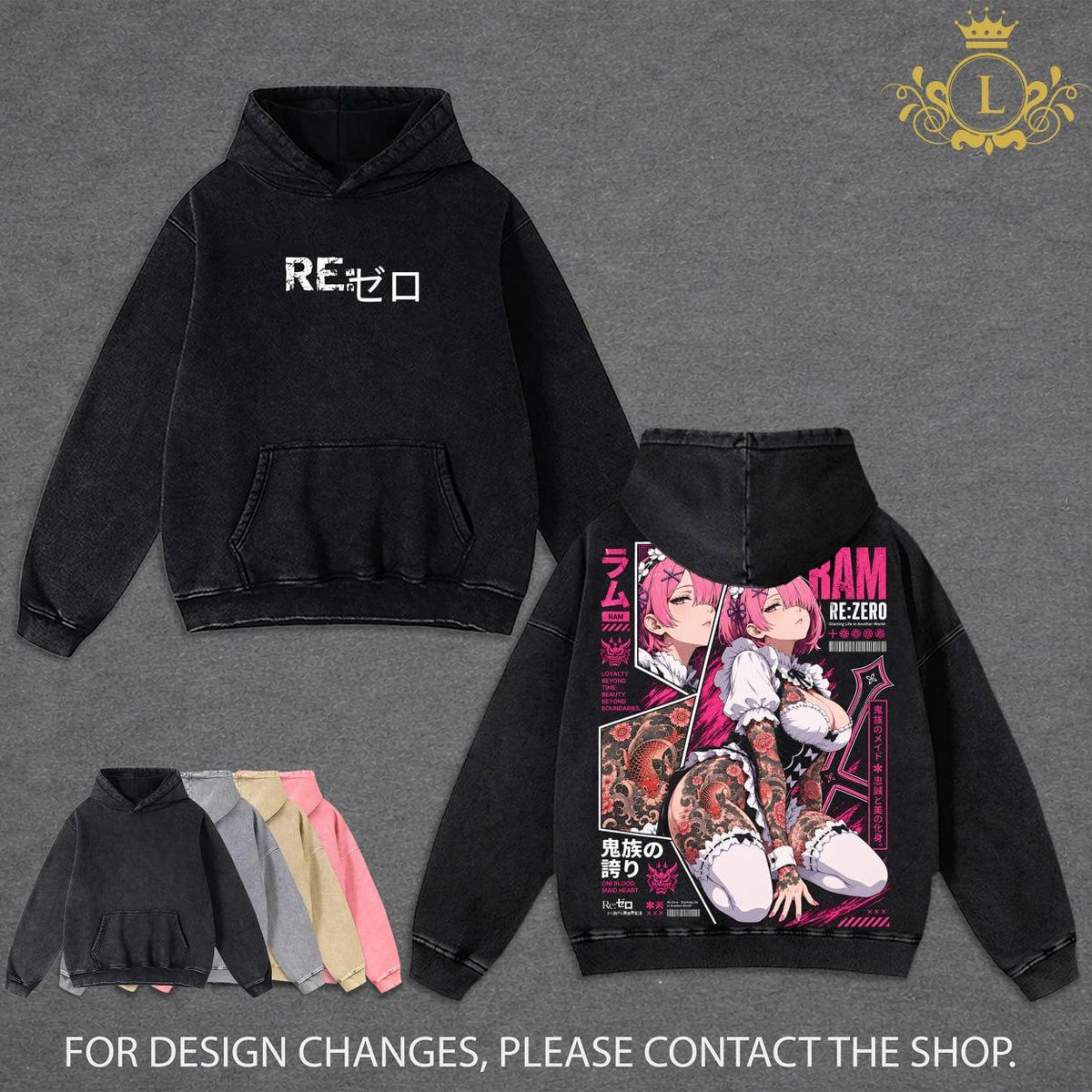 Limited Ram Re Zero Vintage Washed T Shirt, Anime Maid Graphic Tee, Ram Tattoo Anime Shirt, Oversized Heavyweight Cotton Streetwear, Dark Fantasy Anime Apparel, Double Printed Unisex Tee, Gift for Re Zero Fans