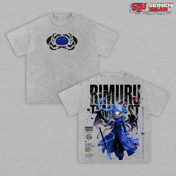 Rimuru Tempest Vintage Washed Oversized T-Shirt Hoodie Sweatshirt, That Time I Got Reincarnated as a Slime Anime Graphic Tee, Heavyweight Cotton Streetwear, Unisex Manga Shirt, Gift for Isekai Anime Fans