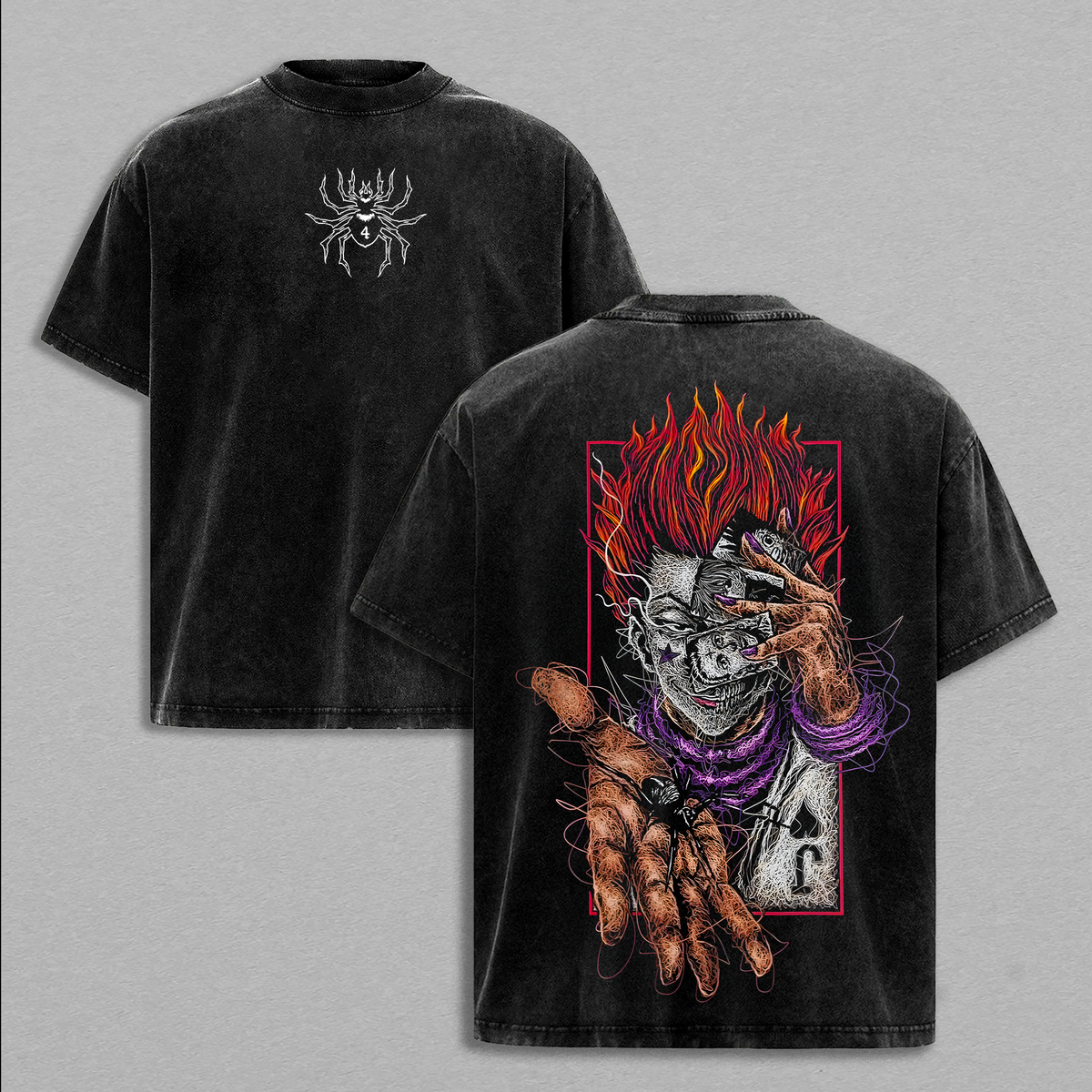 Hisoka T-Shirt - Hisoka Phantom Troupe Hunter x Hunter T-Shirt for Anime Double Printed Vintage Washed Tee Unisex Oversize Anime Manga Washed Heavyweight Cotton T-shirt, Gift For Anime Fan Lover