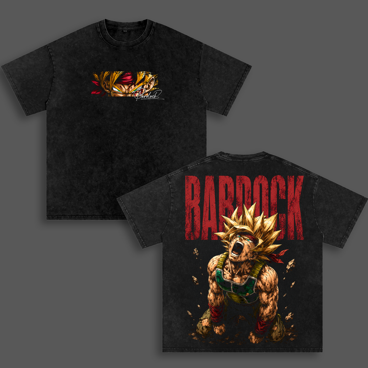 Bardock DBZ Vintage Washed T Shirt Anime Graphic Tee Super Saiyannn Bardock Oversized Heavyweight Cotton Top Classic Menswear Clothes Apparel Gift for DBZ Fans Men Women