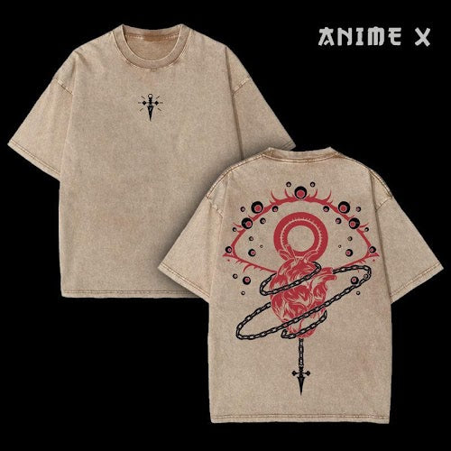 Retro Scarlet Eyes Hunter x Hunter Anime Vintage  Washed Tee Unisex Mineral Anime Manga Washed Heavy Cotton T-shirt, Gift For Anime Fan Lover
