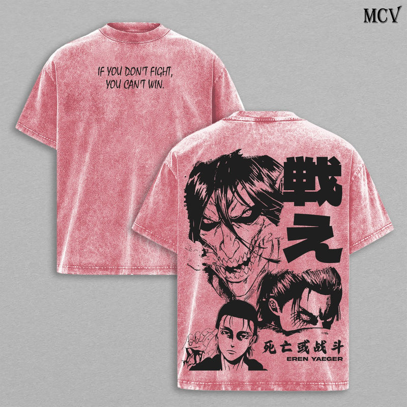 Rage Titan Eren – Attack on Titan Vintage Washed Anime Graphic Tee