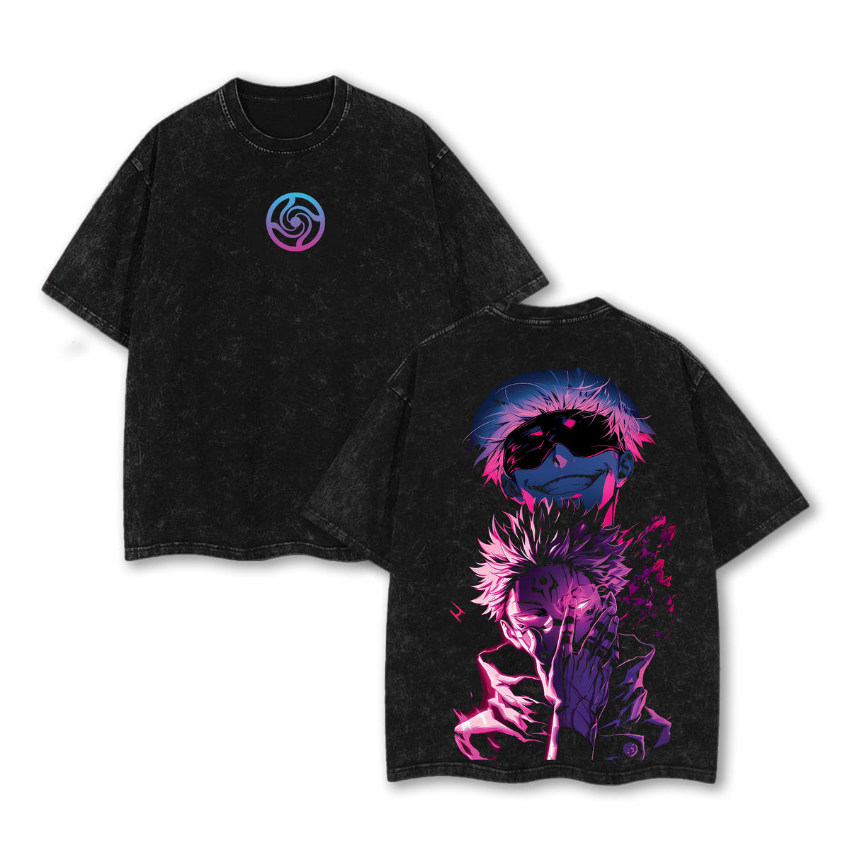 Jujutsu Kaisen Vintage Tee – Gojo Satoru x Ryomen Sukuna Oversized Wash T-Shirt, Heavy Cotton JJK Anime Shirt