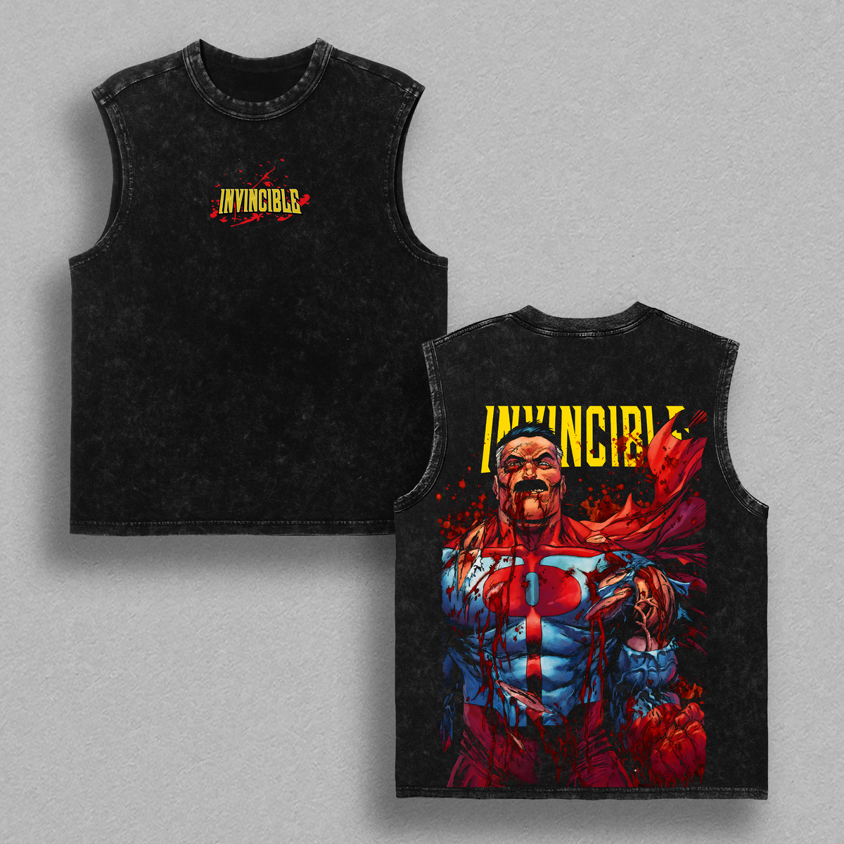 Battle Damage Omni-Man Invincible Washed T-Shirt – Vintage Graphic Streetwear Tee