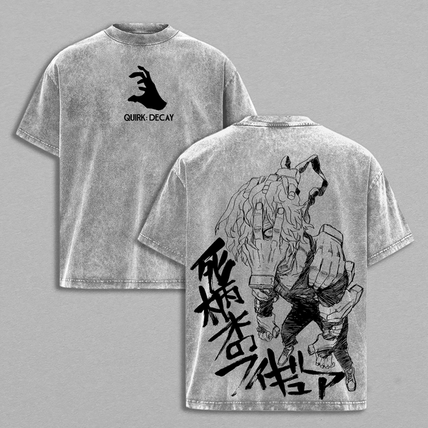 Shigaraki Tomura x My Hero Academia T-Shirt Washed , Quirk Decay Anime Tee, Vintage Washed Oversized Streetwear, Japanese Manga Graphic Shirt, BNHA Villain Apparel