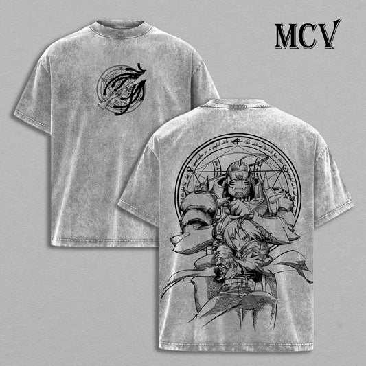 Edward Elric and Alphonse Elric Washed T-Shirt, Anime Graphic Streetwear Fashion