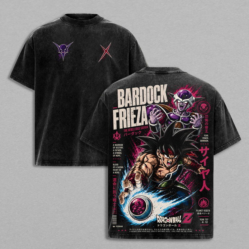 Bardock vs Frieza DBZ T-Shirt, Saiyan Warrior Galactic Emperor Graphic Tee, Back Print Vintage 90s Anime Shirt, Graphic Tees Men, Trendy Tshirts, Men's T Shirts, DBZ Streetwear, Unisex Cotton Distressed Tee, Merch For Men