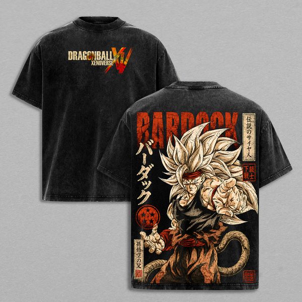 Bardock DBZ Vintage Washed T-Shirt - DBZ Graphic Tee Oversized Streetwear Top Cotton Tshirt Classic Menswear Clothes Apparel Gift for DBZ Fans Men & Women