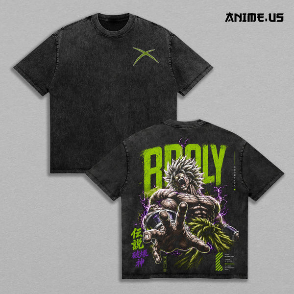 Legendary Super Saiyan Broly DBZ Anime Graphic Vintage Shirt, Saiyan Berserker Unstoppable Power Double Printed Tee Heavyweight Cotton Streetwear