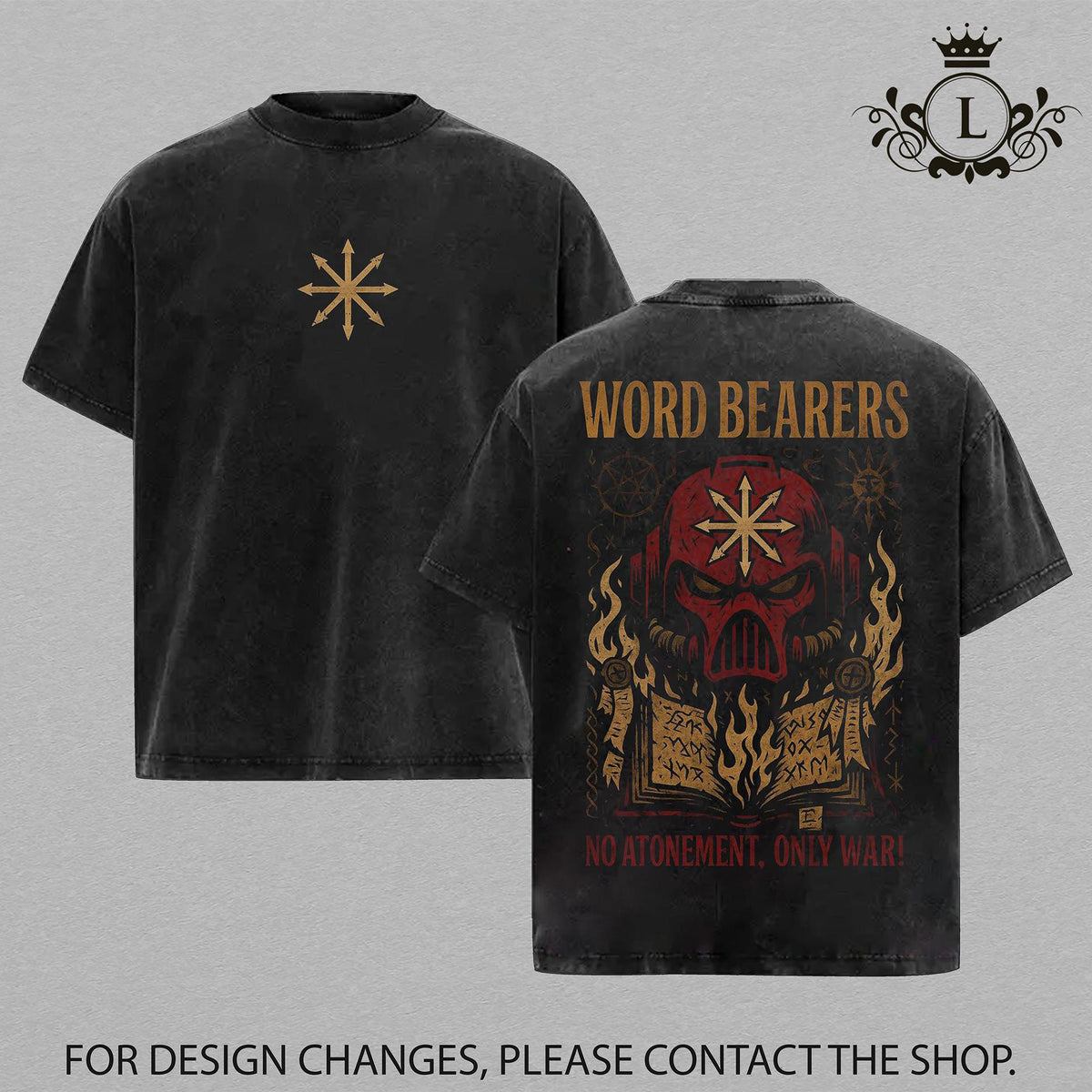 Word Bearers Warhammer 40K New Release Vintage Washed Tee | Grimdark Sci-Fi Graphic Shirt | Premium Cotton T-Shirt for Fans of Imperium, Space Marines & Chaos | Retro Battle Aesthetic Streetwear Apparel