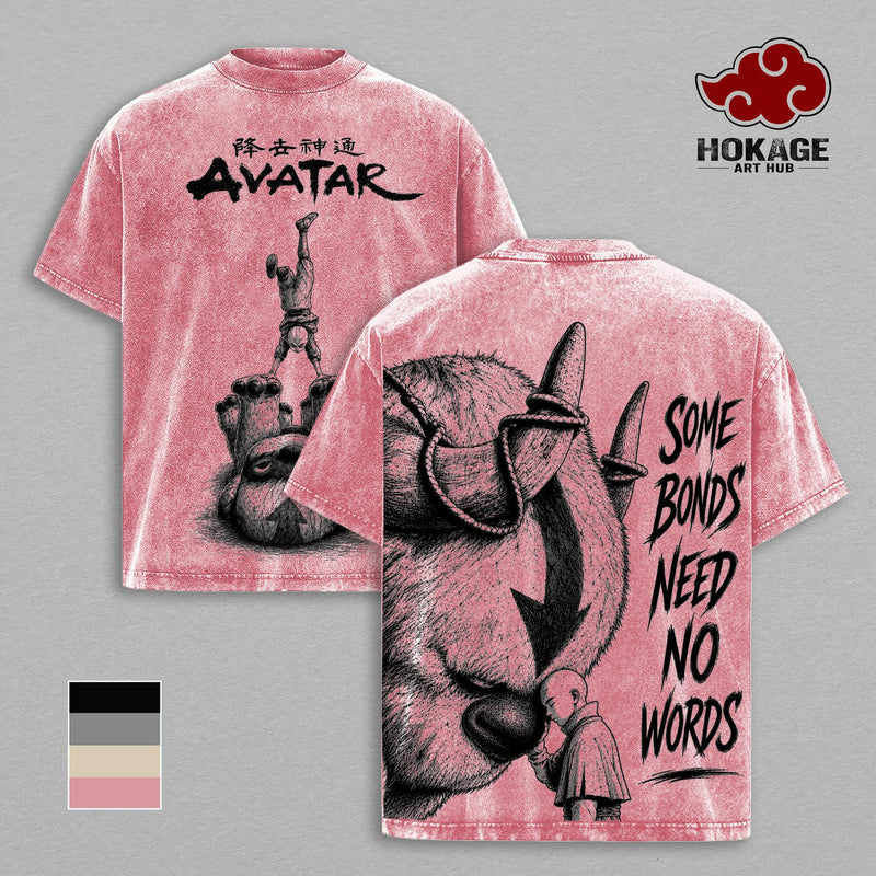 Aang Avatar T-Shirt, Appa Graphic Tee, Vintage Washed Anime Shirt, Oversized Heavyweight Cotton T Shirt, Streetwear Manga Graphic Tee