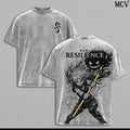 Nami Resilience Washed Tee – One Piece Anime Manga Lightning Graphic Double Printed T-Shirt, Menswear Heavy Cotton Unisex Oversize Streetwear Vintage Edition