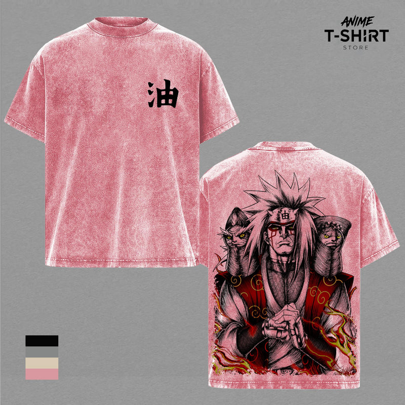 Jiraiya - NRT Anime Graphic Tee Vintage Washed Oversized Shirt Legendary Sannin Sage Mode Manga Streetwear Unisex Fan Gift