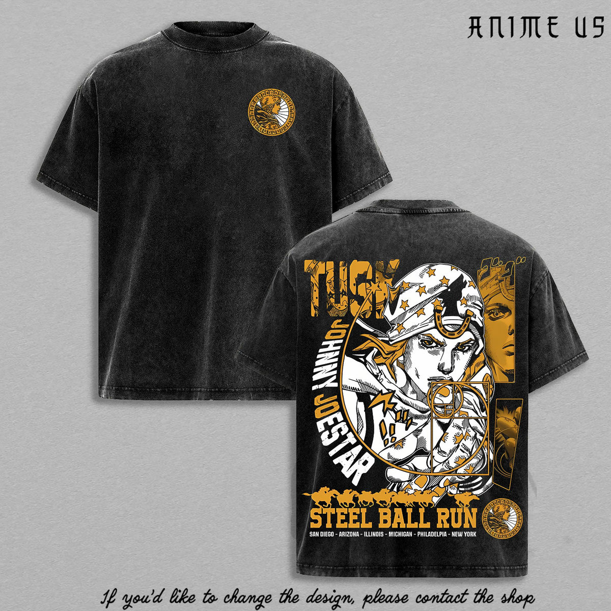 Johnny Joestar – JoJo’s Bizarre Adventure Steel Ball Run Vintage Washed T Shirt | Heavy Cotton Anime Streetwear Tee | Joestar Graphic Back | Manga Aesthetic Shirt Gift for JoJo Fans