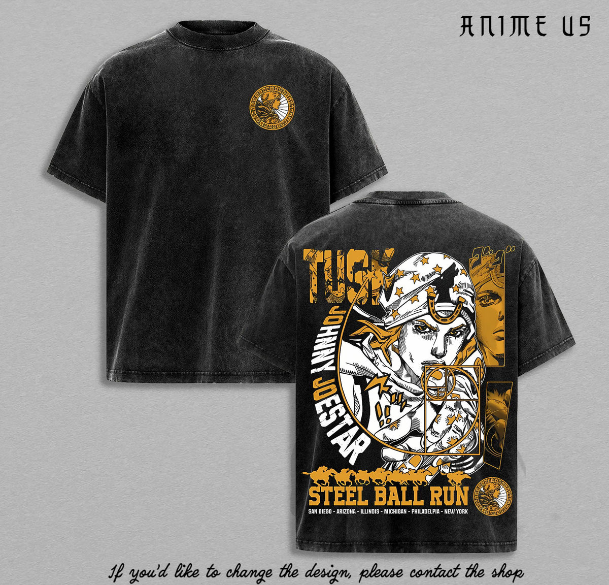 Johnny Joestar – JoJo’s Bizarre Adventure Steel Ball Run Vintage Washed T Shirt | Heavy Cotton Anime Streetwear Tee | Joestar Graphic Back | Manga Aesthetic Shirt Gift for JoJo Fans