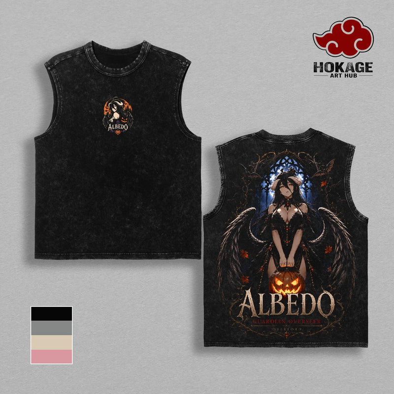 Albedo Overlord Halloween T-Shirt, Vintage Washed T Shirt, Graphic Tees Men, Anime Hoodie, Sweatshirt, Tank Top, Oversized Tee, Heavyweight Cotton Shirt