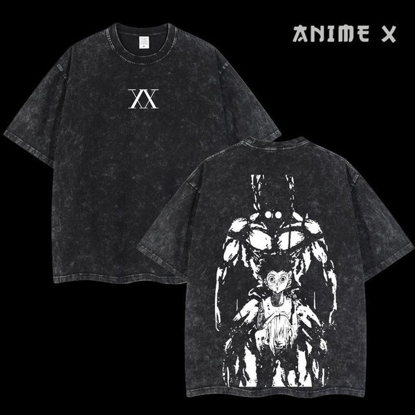 Retro Heavy Limited Gon Freecss Hunter X Hunter Anime Double Printed Vintage  Washed Tee Unisex Oversize Anime Manga Washed Heavyweight Cotton T-shirt, Gift For Anime Fan Lover