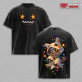 Mimikyu PKM Vintage Washed Oversized T-Shirt, Ghost Fairy Pocket Monster Graphic Tee, Anime Gaming Streetwear Soft Cotton Top Outfit for Men, Casual Gift for PKM Fans