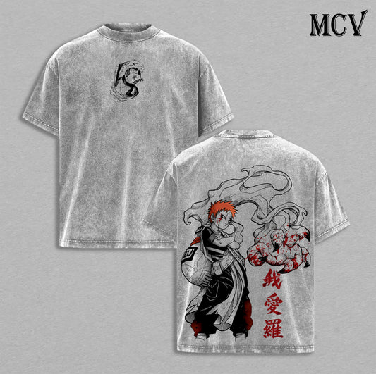 Gaara Ver.2 - Naruto Anime Double Printed Vintage Washed Tee