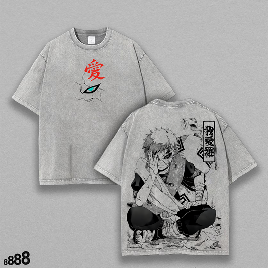 Gaara Ver.1 - Naruto Anime Double Printed Vintage Washed Tee