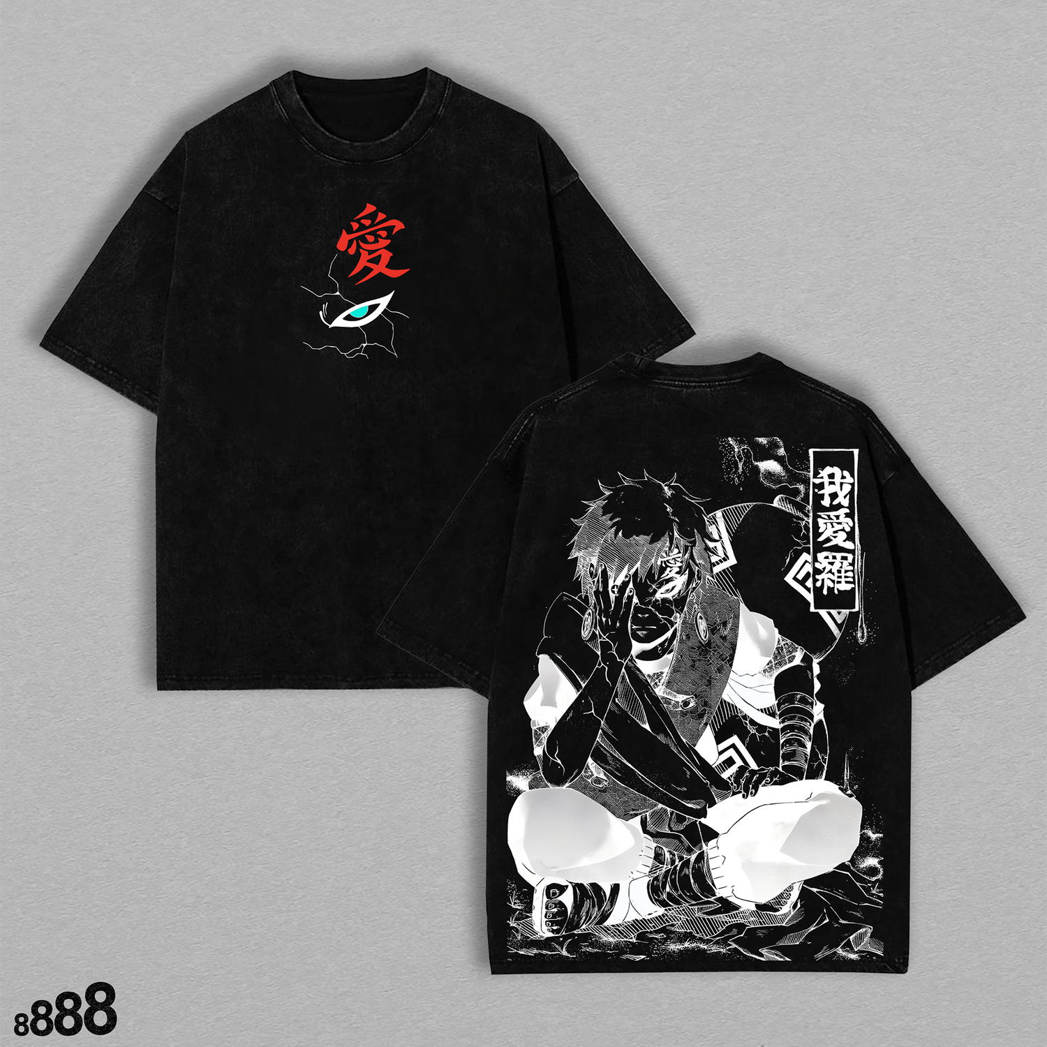 Gaara Ver.1 - Naruto Anime Double Printed Vintage Washed Tee
