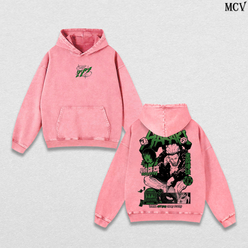 Kinji Hakari – Jujutsu Kaisen – Vintage Washed Heavyweight Cotton Anime Graphic Hoodie Japanese Manga Streetwear Sweatshirt