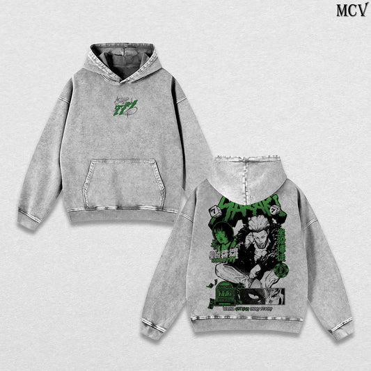 Kinji Hakari – Jujutsu Kaisen – Vintage Washed Heavyweight Cotton Anime Graphic Hoodie Japanese Manga Streetwear Sweatshirt