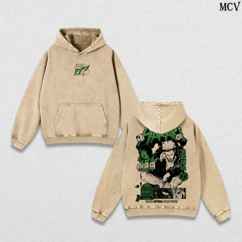 Kinji Hakari – Jujutsu Kaisen – Vintage Washed Heavyweight Cotton Anime Graphic Hoodie Japanese Manga Streetwear Sweatshirt