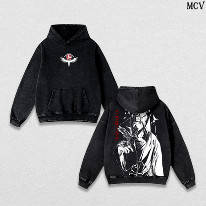 Uchiha Itachi – Naruto Shippuden – Vintage Washed Heavyweight Cotton Hoodie Japanese Anime Streetwear Graphic
