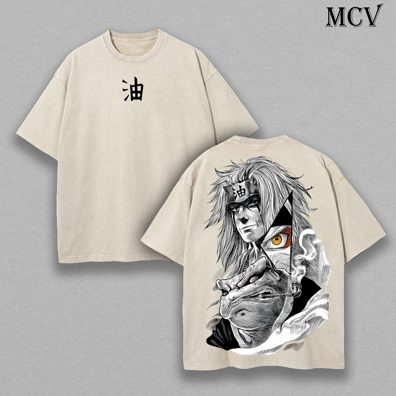 Jiraiya Ver.1 - Naruto Anime Double Printed Vintage Washed Tee