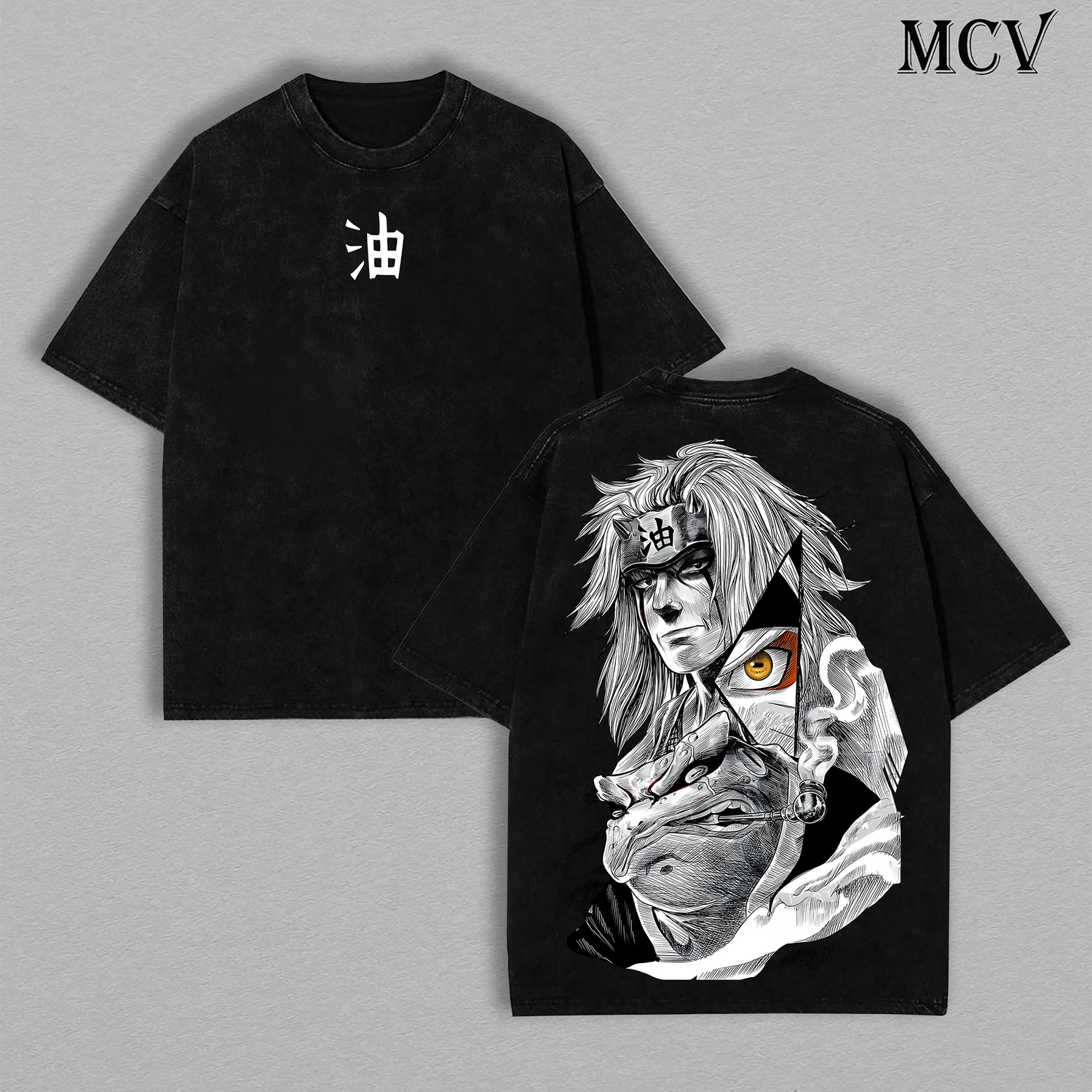 Jiraiya Ver.1 - Naruto Anime Double Printed Vintage Washed Tee