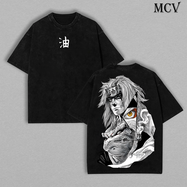 Jiraiya Ver.1 - Naruto Anime Double Printed Vintage Washed Tee