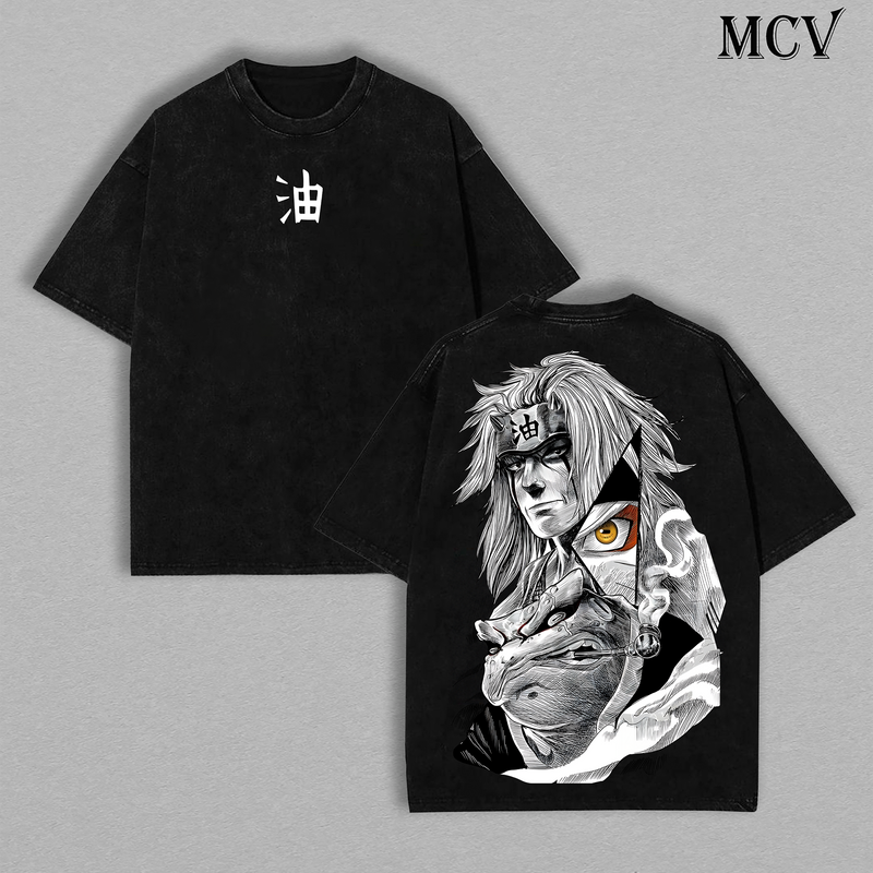 Jiraiya Ver.1 - Naruto Anime Double Printed Vintage Washed Tee
