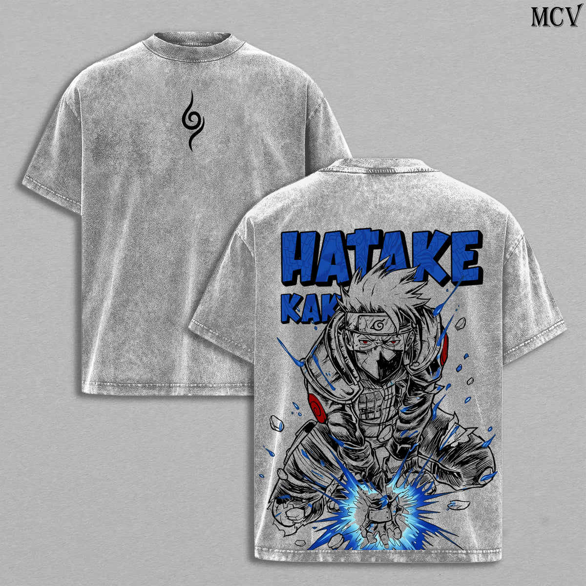 Kakashi Hatake – Naruto Shippuden Anime Double Printed Vintage Washed Tee