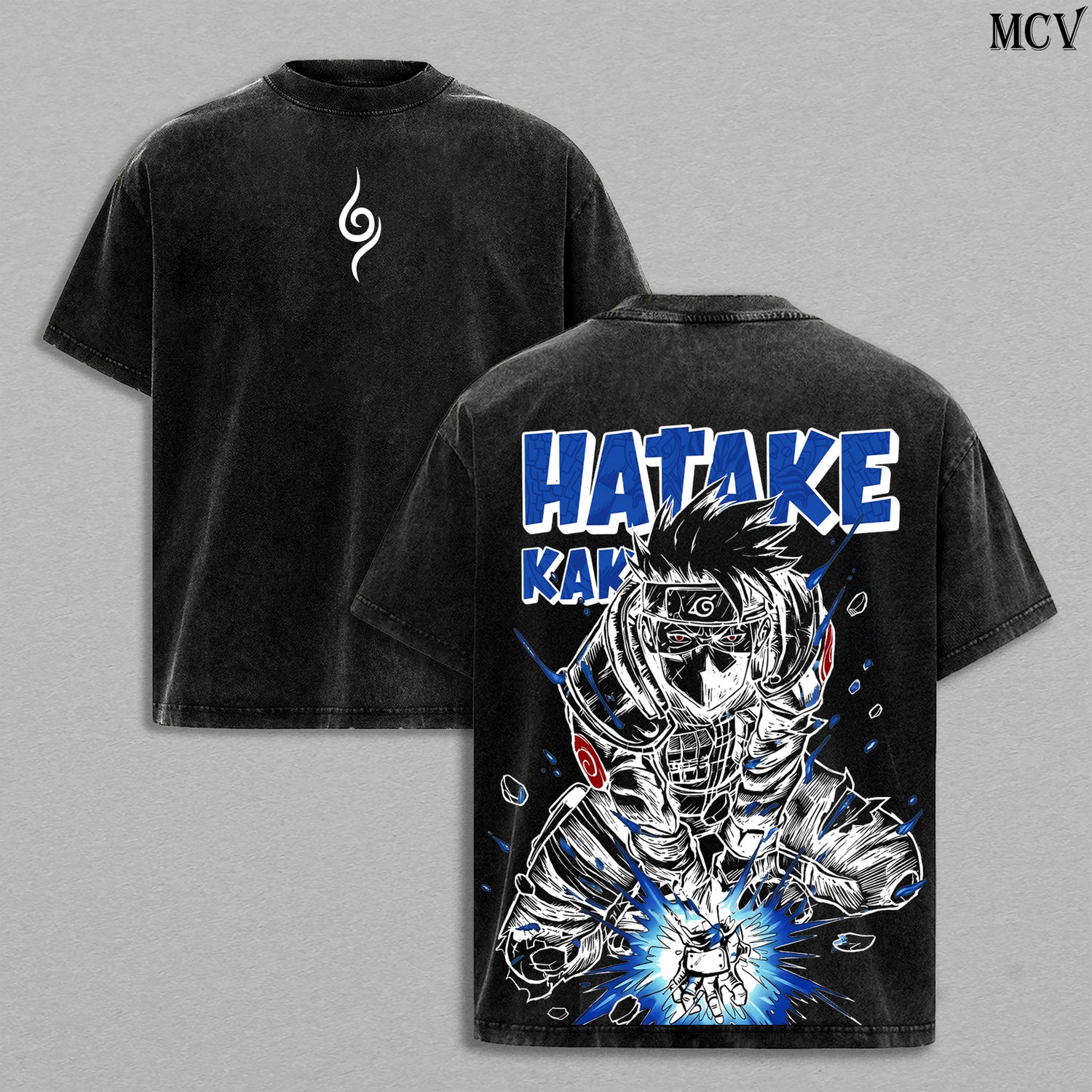 Kakashi Hatake – Naruto Shippuden Anime Double Printed Vintage Washed Tee