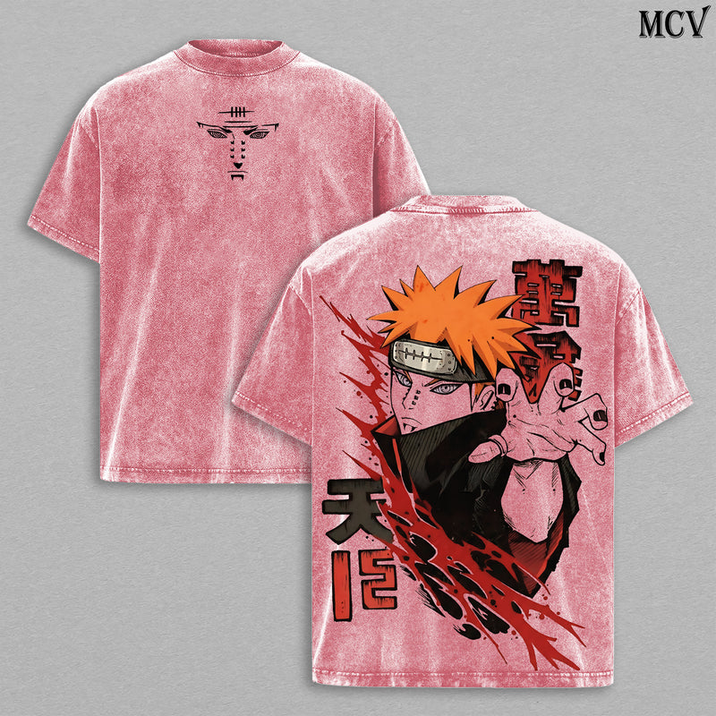 Pain (Nagato) - Naruto Anime Double Printed Vintage Washed Tee