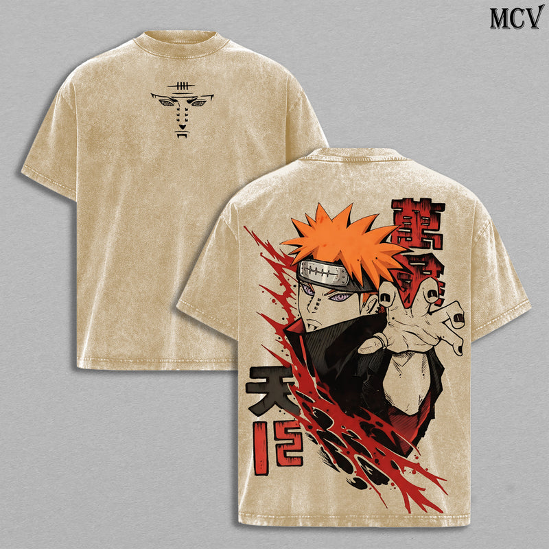 Pain (Nagato) - Naruto Anime Double Printed Vintage Washed Tee