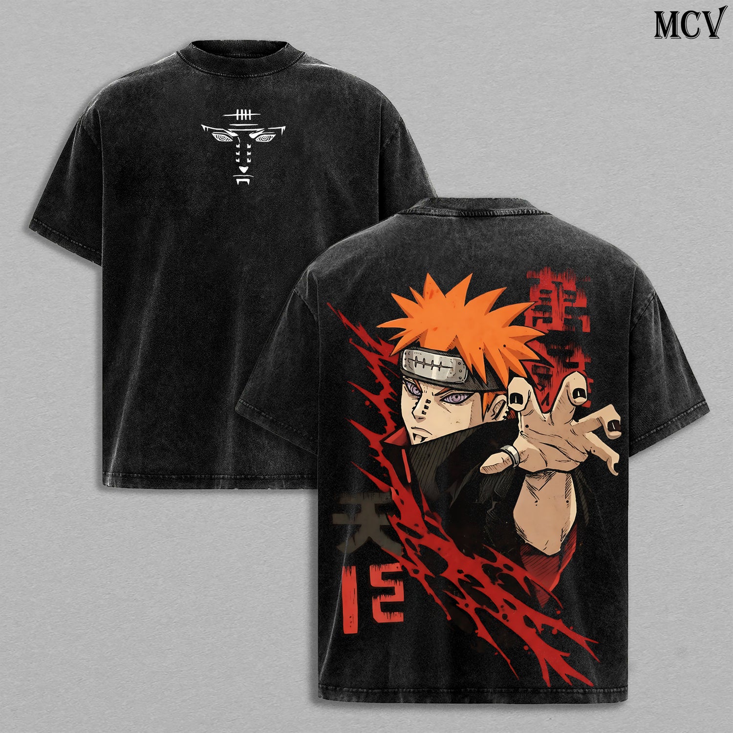 Pain (Nagato) - Naruto Anime Double Printed Vintage Washed Tee