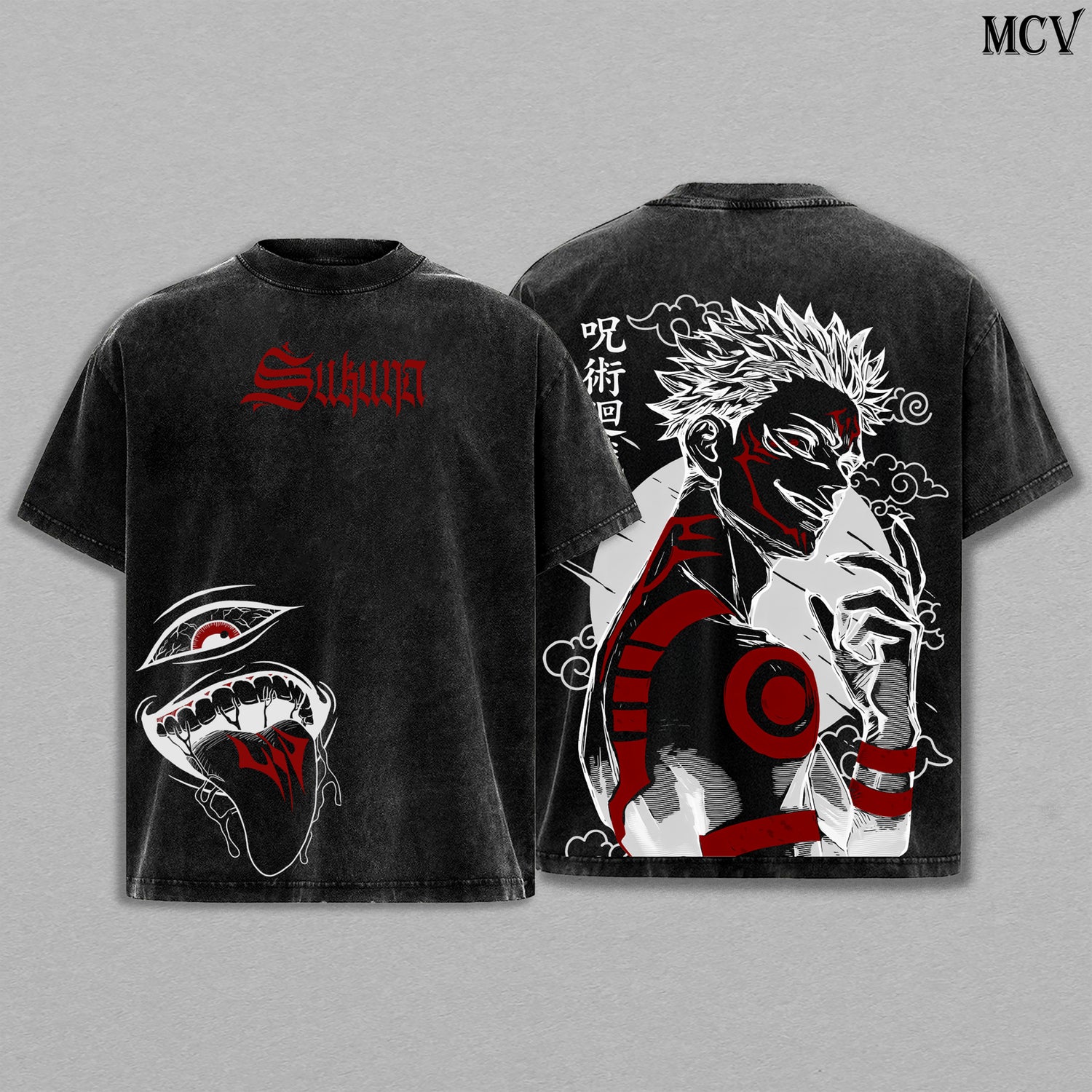 Ryomen Sukuna – Jujutsu Kaisen – Vintage Washed Heavyweight Cotton Anime Graphic T-Shirt Japanese Manga Streetwear Tee