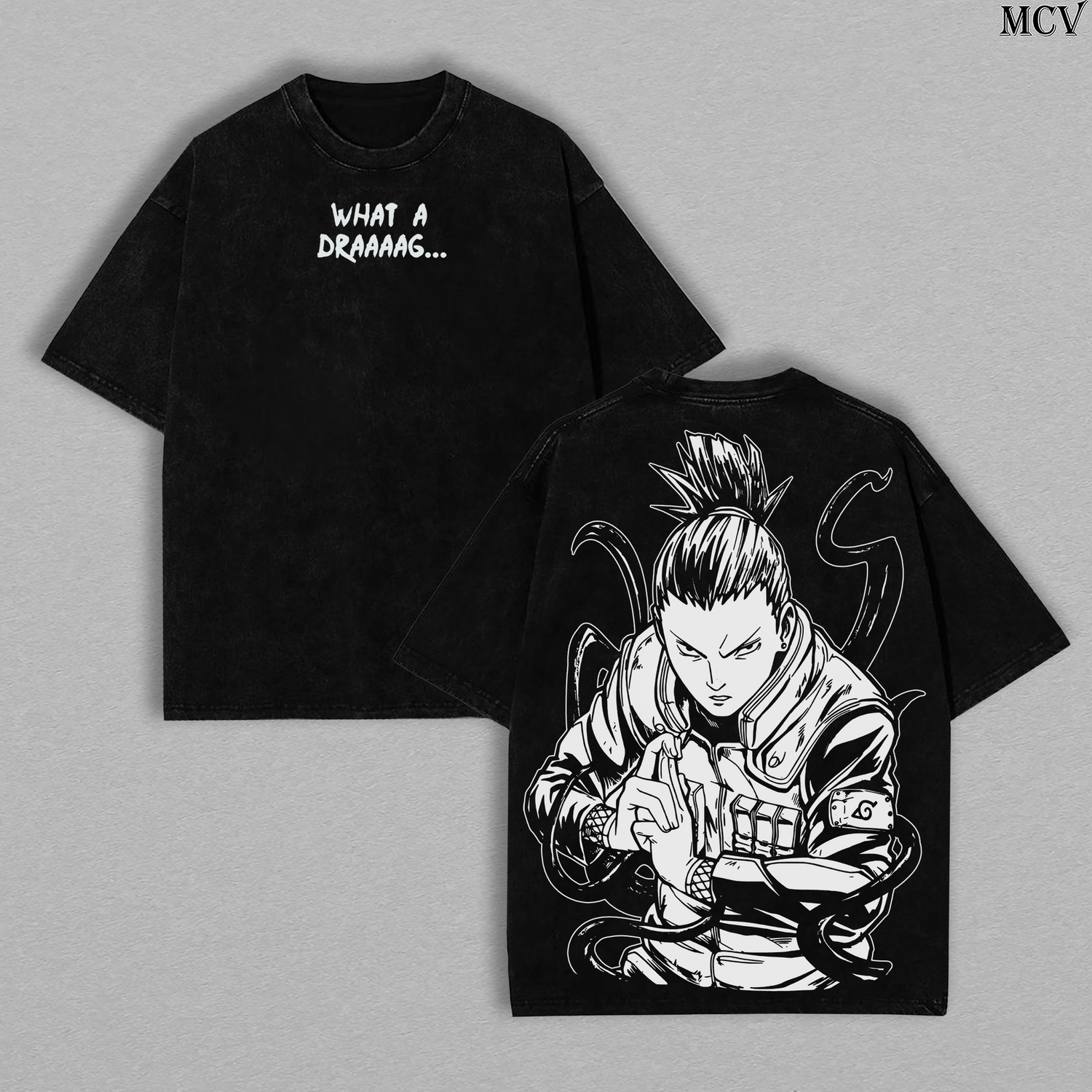 Lazy Genius Shikamaru Nara – Naruto Shippuden – Vintage Washed Heavyweight Cotton Anime Streetwear Tee