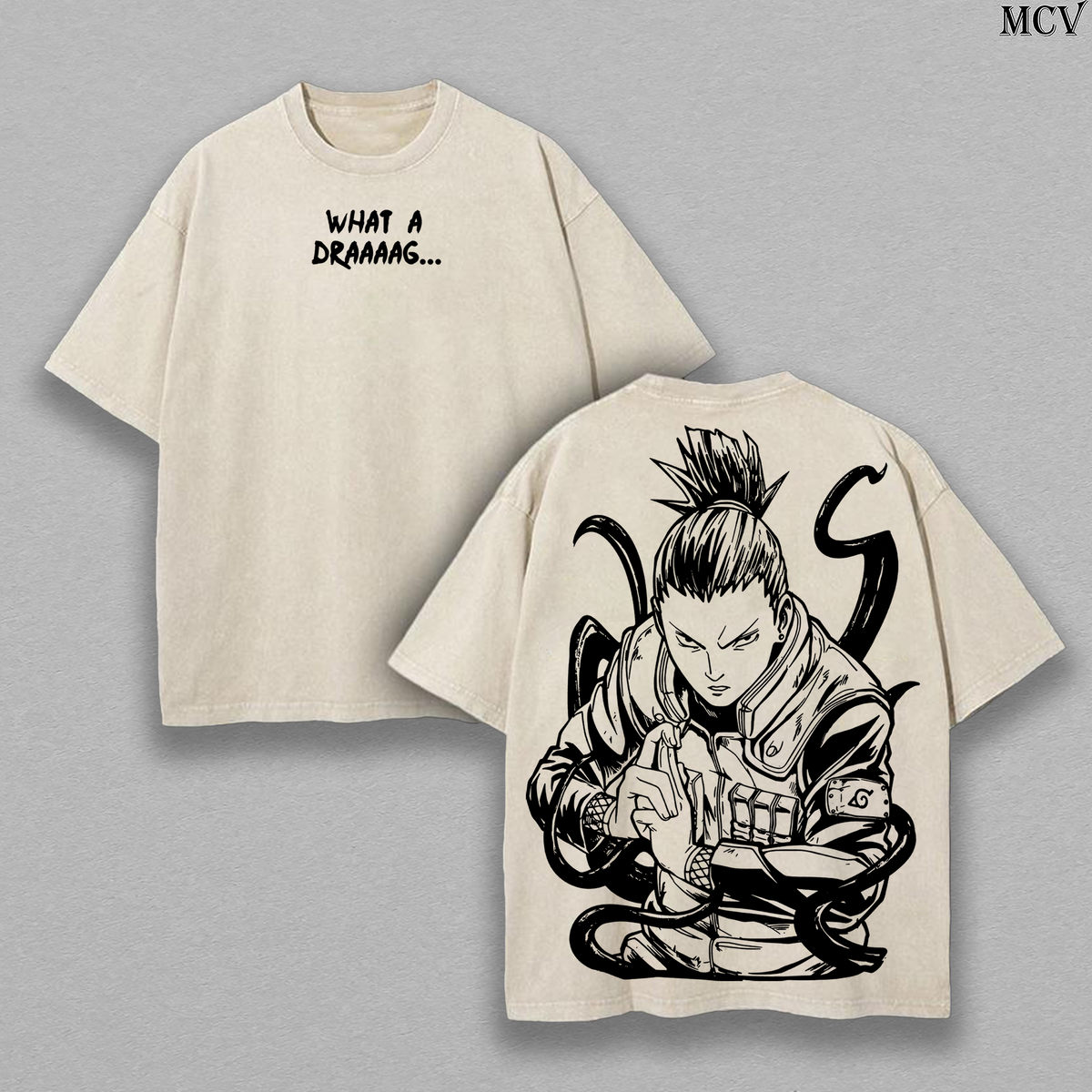 Lazy Genius Shikamaru Nara – Naruto Shippuden – Vintage Washed Heavyweight Cotton Anime Streetwear Tee