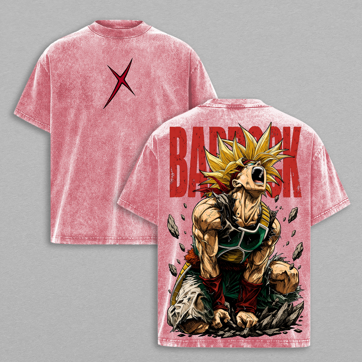 Bardockkk Vintage T-Shirt - Legendary ''Saiyan'' Father DBZ Anime Double Printed Vintage Clothes Washed Tee Unisex Oversize Anime Manga Washed Heavyweight Cotton T-Shirt