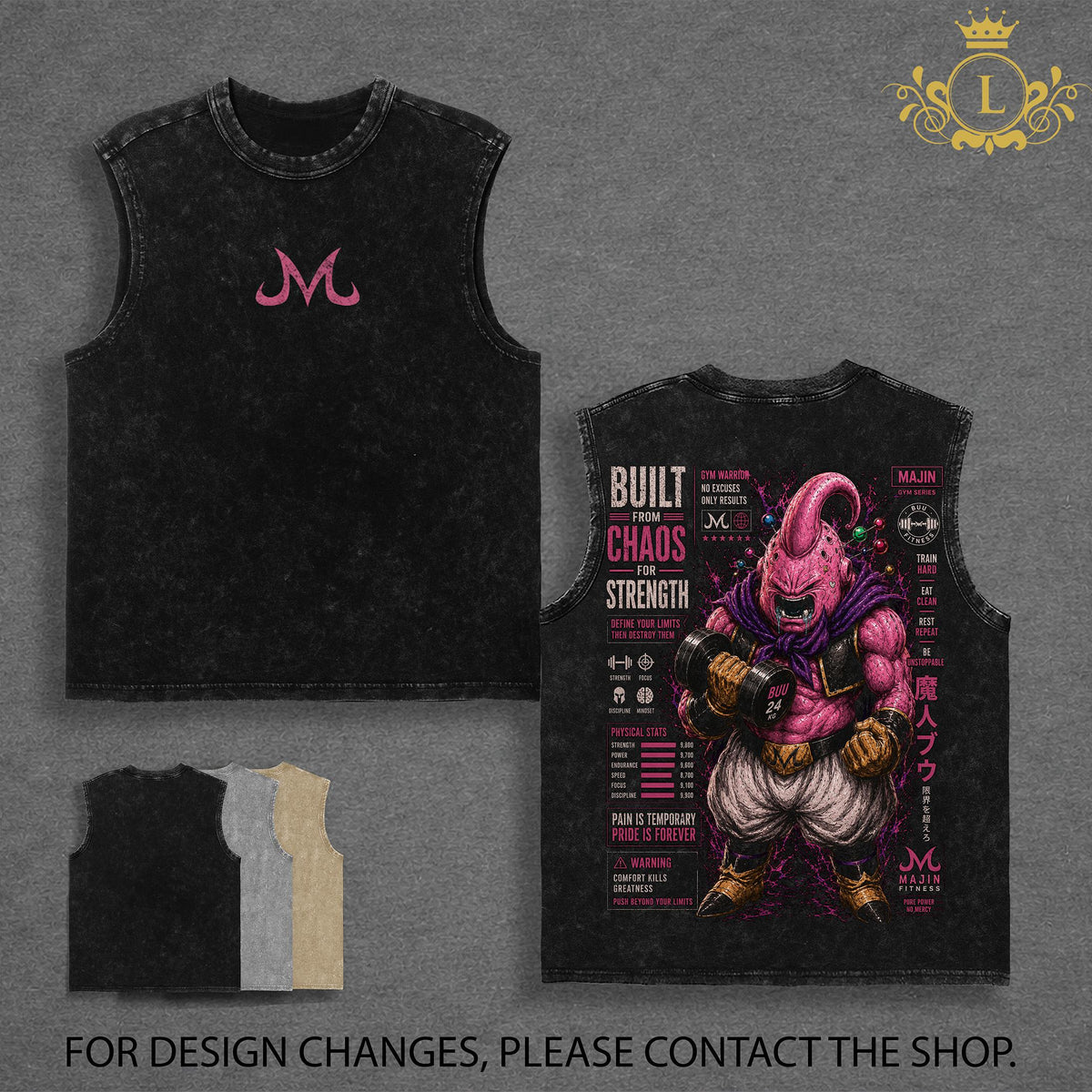 Majin Buu DBZ Vintage Washed T-Shirt Majin Villain Anime Graphic Tee Chaos Power Streetwear Oversized Shirt Gift for DBZ Fans